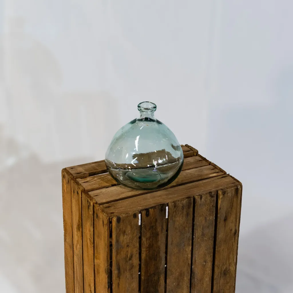 Vase Boule type "Dame-Jeanne" – Verre Teinté Bleu/Aqua